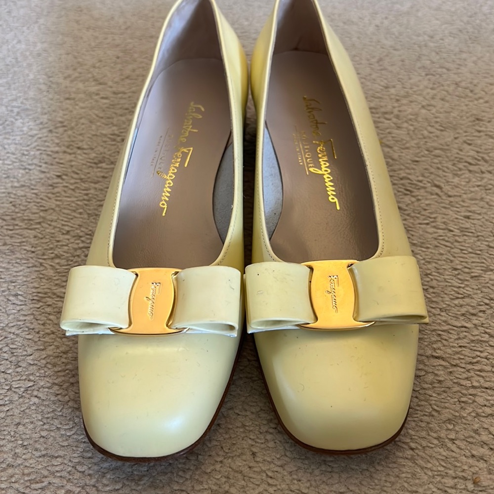 Salvatore Ferragamo Yellow Shoes New